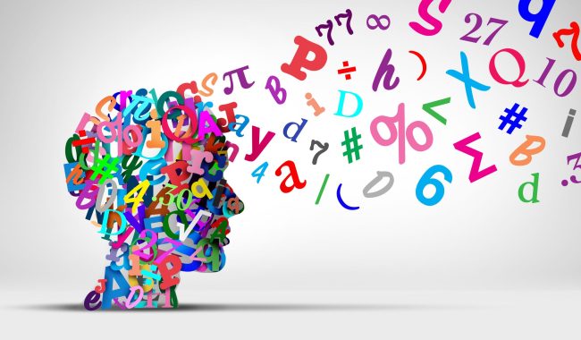 Teaching and Education or Training concept as letters of the alphabet and math numbers representing reading and mathematics school learning and academics.