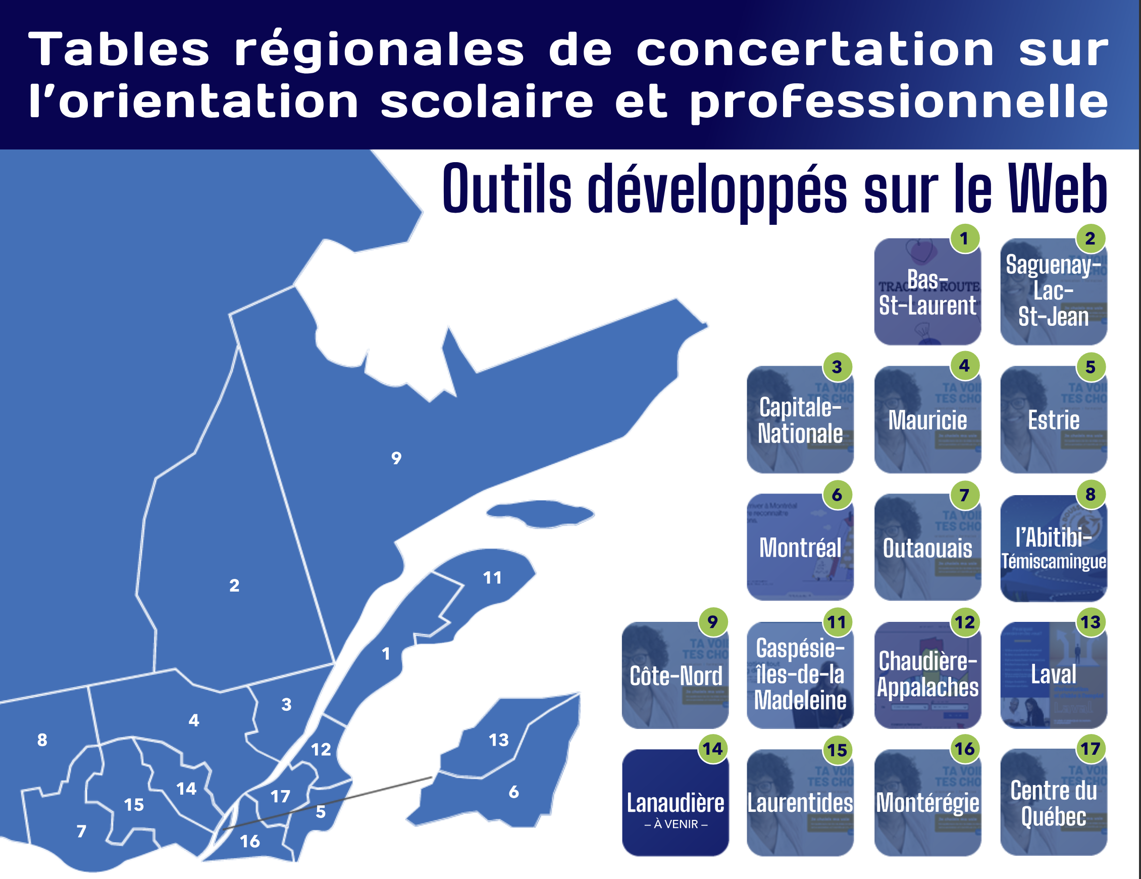 Carte des outils interactifs des régions