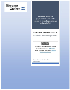 Portfolio d'évaluation progressive reposant sur le concept de cibles d'apprentissage en français FBC-Alpha