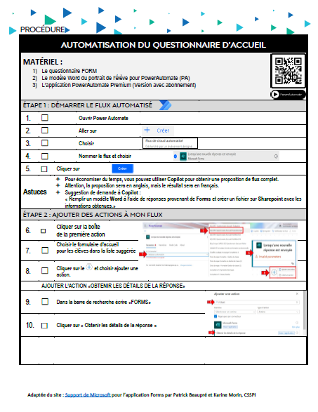 Procédure Power automate