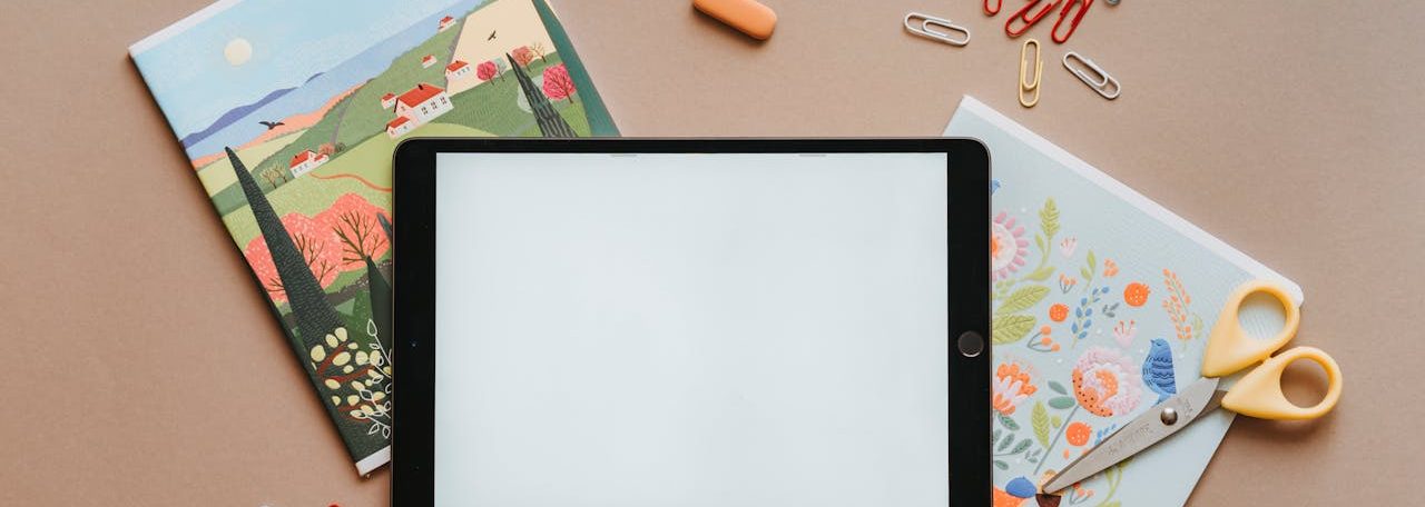 Ipad Paper Clips and Erasers Flatlay